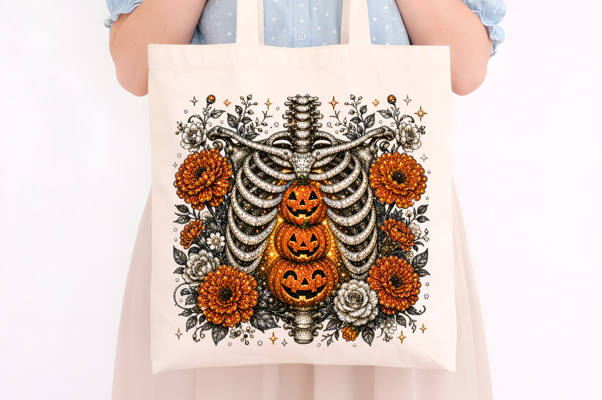 Floral Skeleton Pumpkin PNG