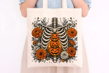 Floral Skeleton Pumpkin PNG