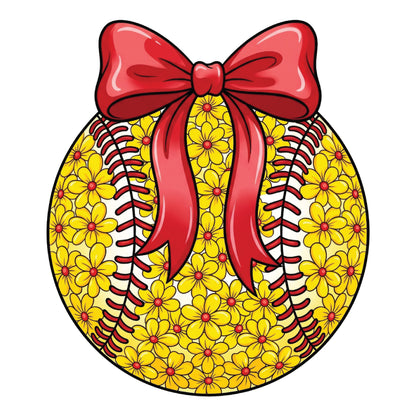Floral Softball Bow PNG