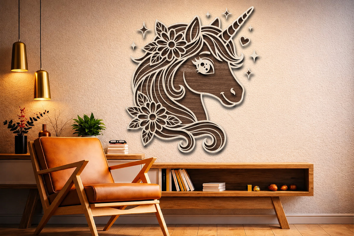 Floral Unicorn Laser Cut SVG