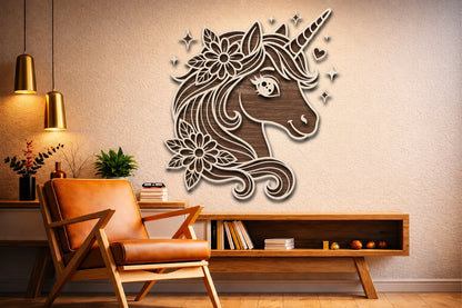 Floral Unicorn Laser Cut SVG