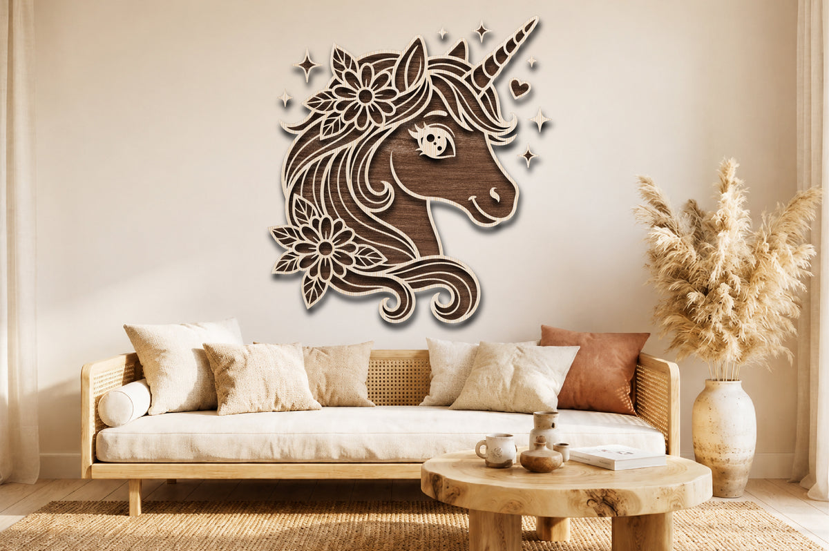 Floral Unicorn Laser Cut SVG