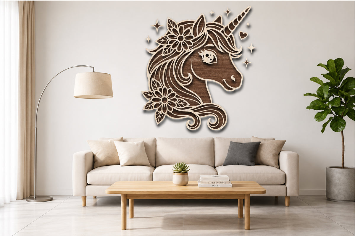Floral Unicorn Laser Cut SVG