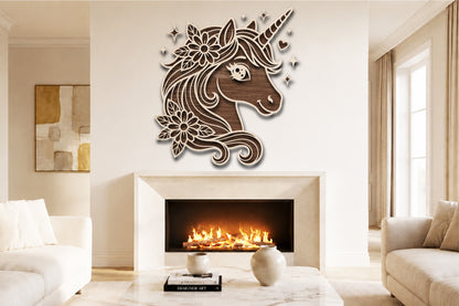 Floral Unicorn Laser Cut SVG