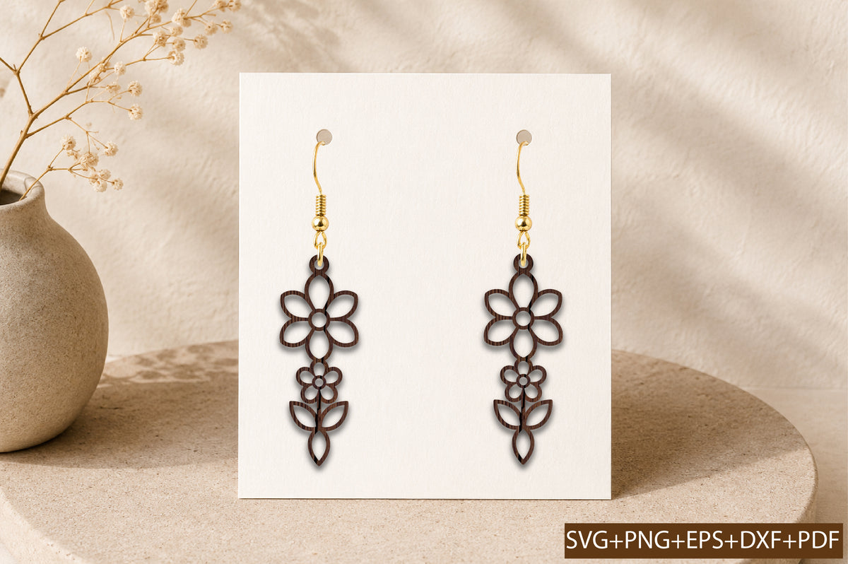 Floral Vine Dangle Earrings SVG