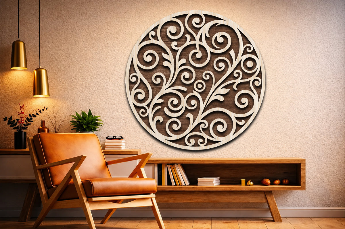 Floral Vine Round Sign SVG