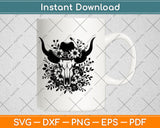 Floral Western Cow Skull Flowers Vector Svg Digital Cutting File