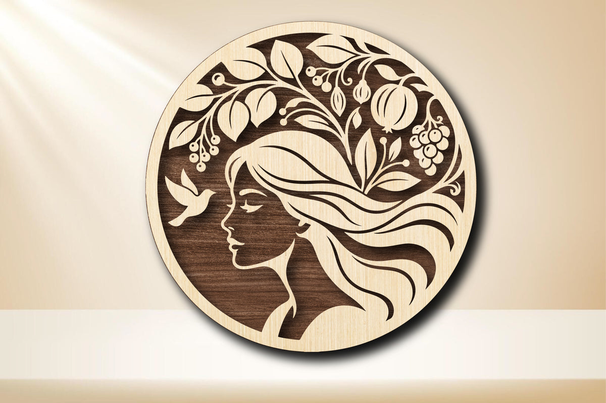 Floral Woman Laser Cut SVG