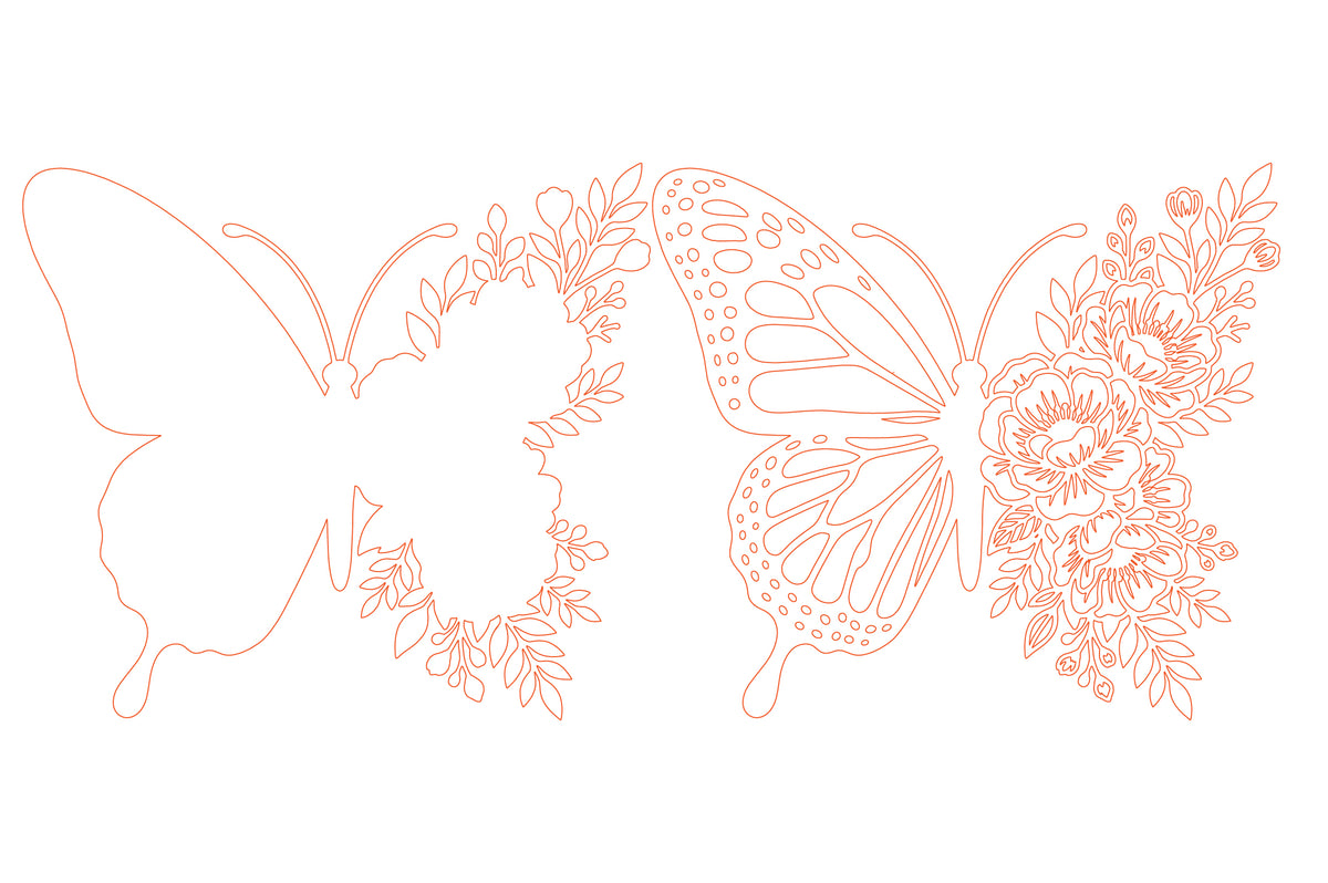 Flower Butterfly Laser Cut SVG