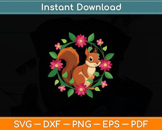 Flower Circle Squirrel Svg Digital Cutting File