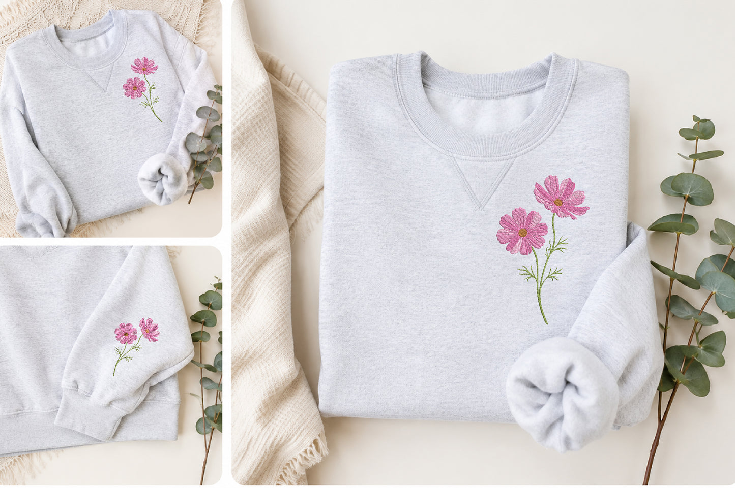 Flower Embroidery Design – Beautiful Floral Machine Embroidery Pattern, Elegant Flower Embroidery Design