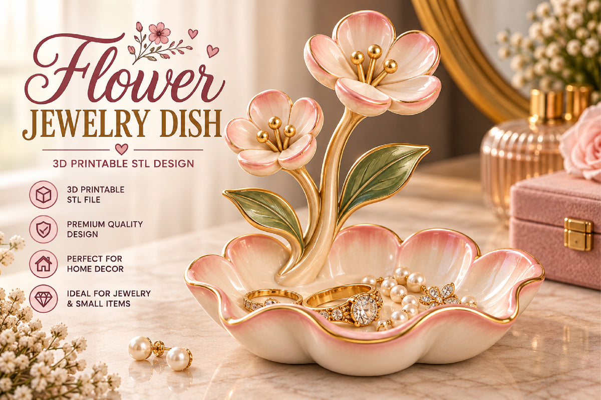 Flower Jewelry Dish 3D STL File