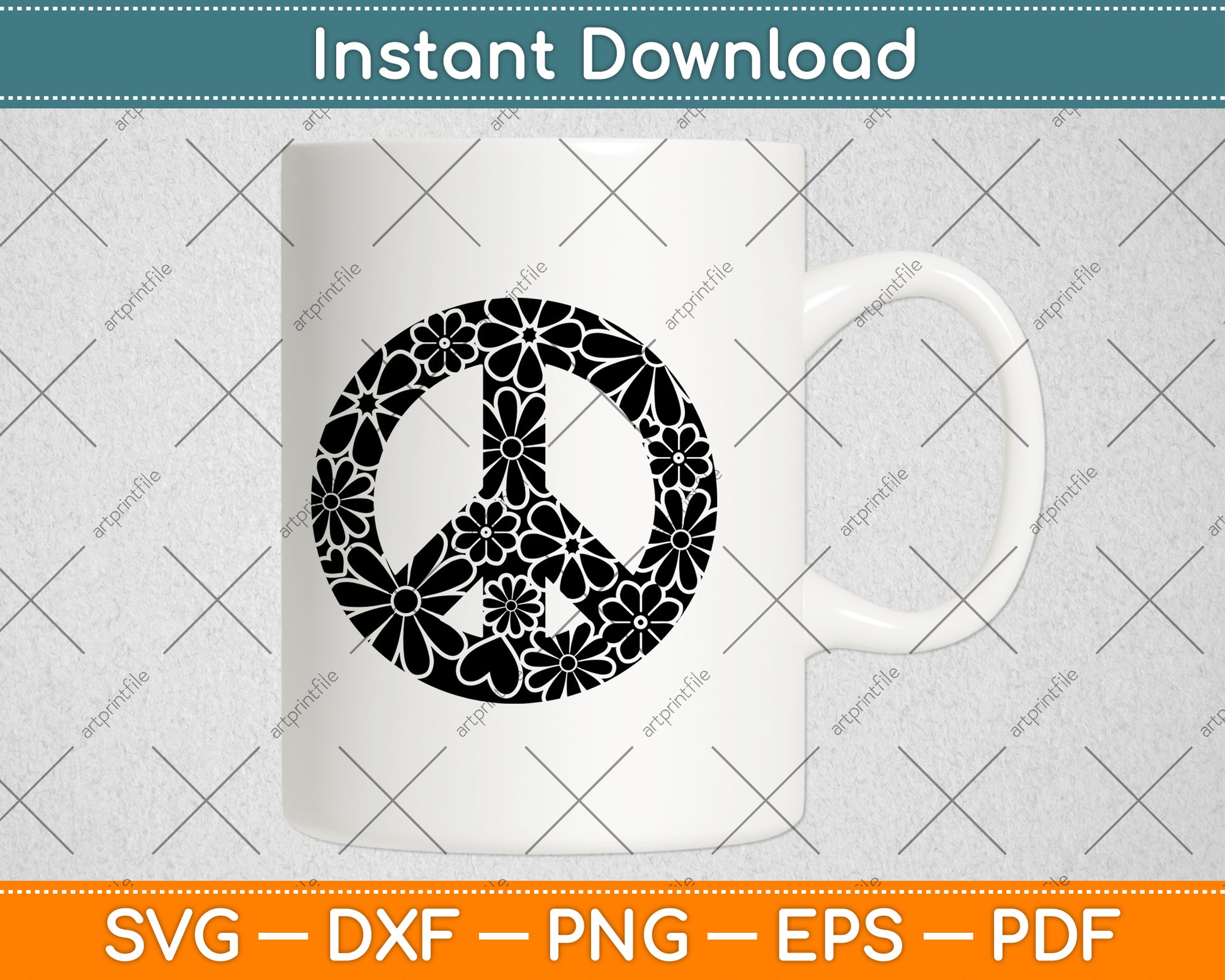 Flower Peace Sign Svg Png Dxf Digital Cutting File