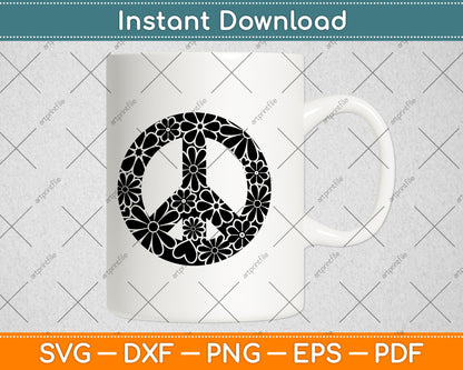 Flower Peace Sign Svg Png Dxf Digital Cutting File