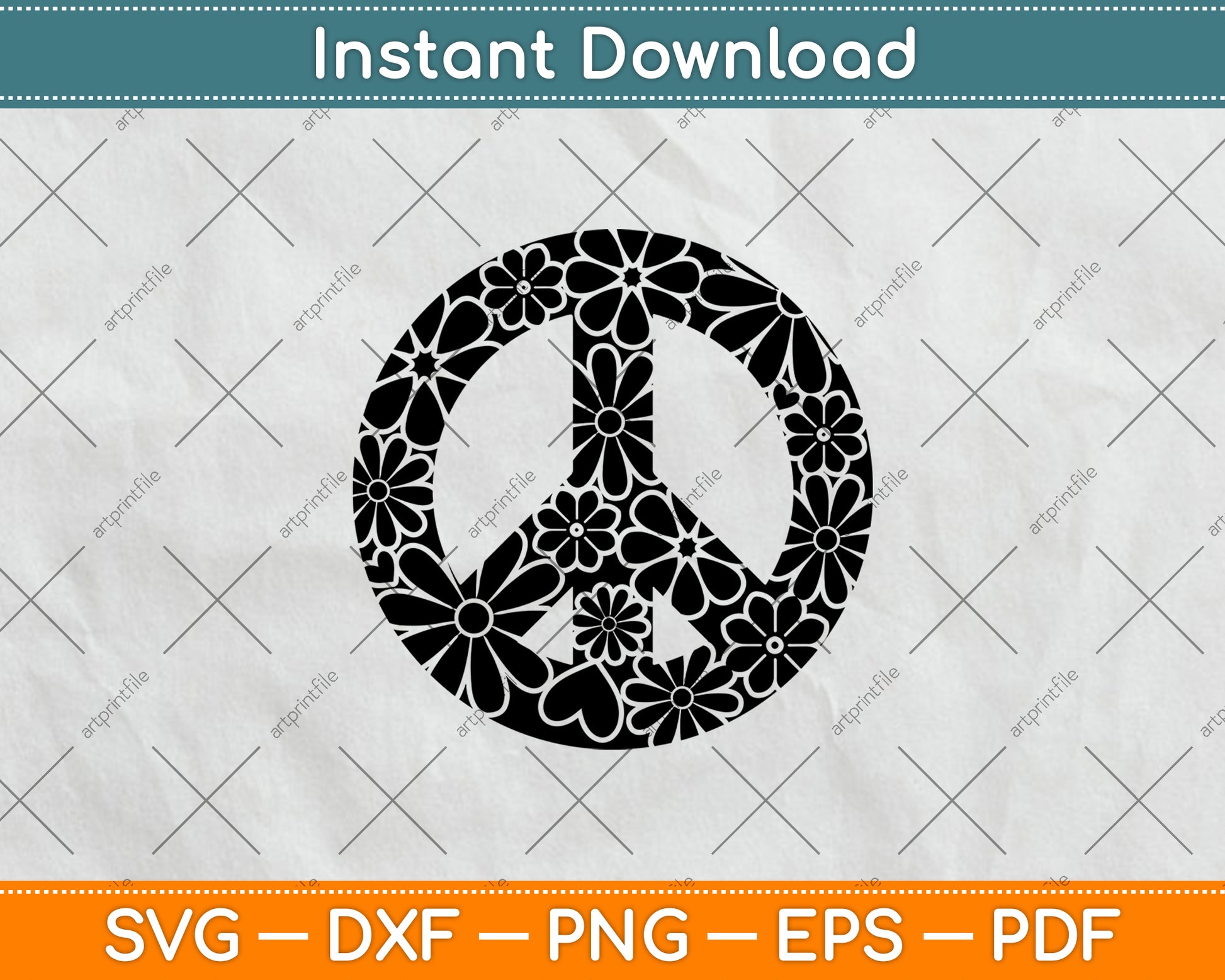 Flower Peace Sign Svg Png Dxf Digital Cutting File
