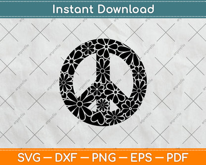 Flower Peace Sign Svg Png Dxf Digital Cutting File