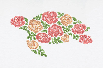 Pink Peach Rose Floral Embroidery Design