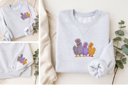 Fluffy Chickens Embroidery Design – Cute Fluffy Chicken Machine Embroidery Pattern, Farmhouse & Country Animal Embroidery Design