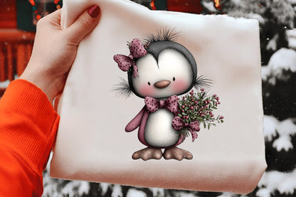 Fluffy Christmas Birds Clipart PNG Bundle | Cute Watercolor Holiday Bird Clipart | Cozy Winter Birds PNG