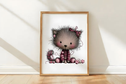 Fluffy Christmas Cats Clipart PNG Bundle | Cute Watercolor Holiday Cat Clipart | Cozy Winter Cats PNG
