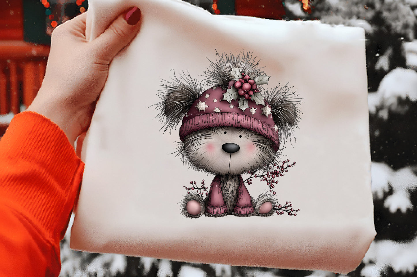 Fluffy Christmas Dog Clipart PNG Bundle | Cute Watercolor Holiday Dog Clipart | Cozy Winter Puppy PNG