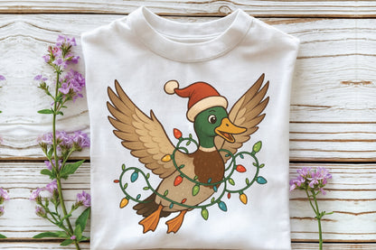 Flying Christmas Duck PNG