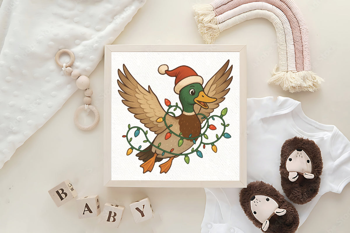 Flying Christmas Duck PNG