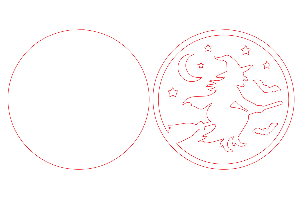 Flying Witch Round Door Hanger SVG