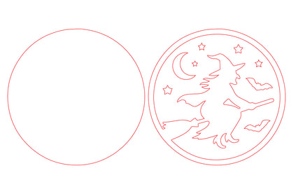 Flying Witch Round Door Hanger SVG
