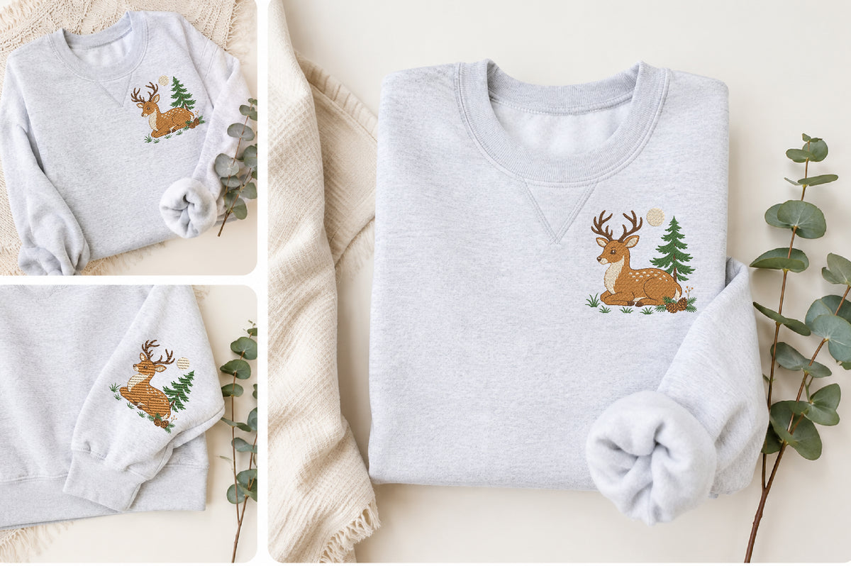 Forest Deer Embroidery Design