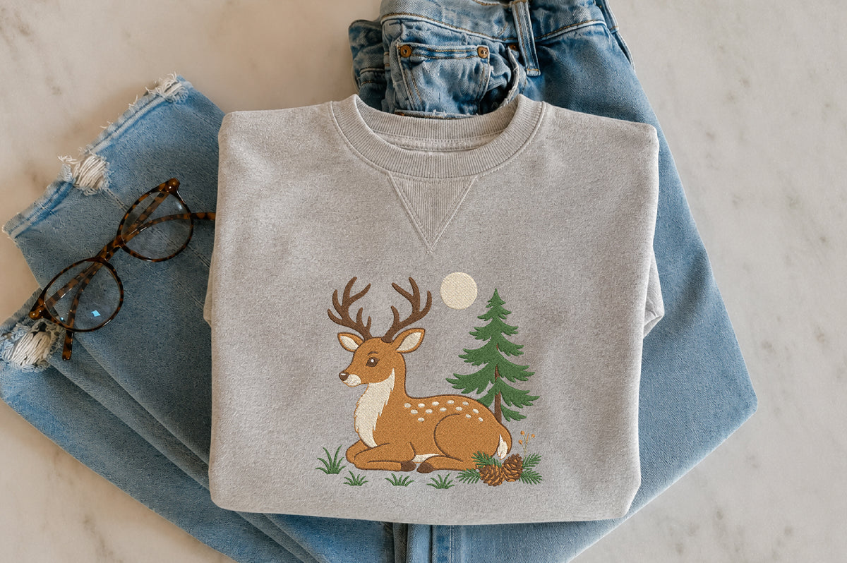 Forest Deer Embroidery Design