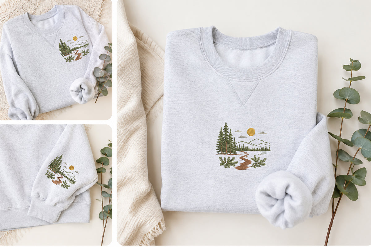 Forest Pine Trees Embroidery Design