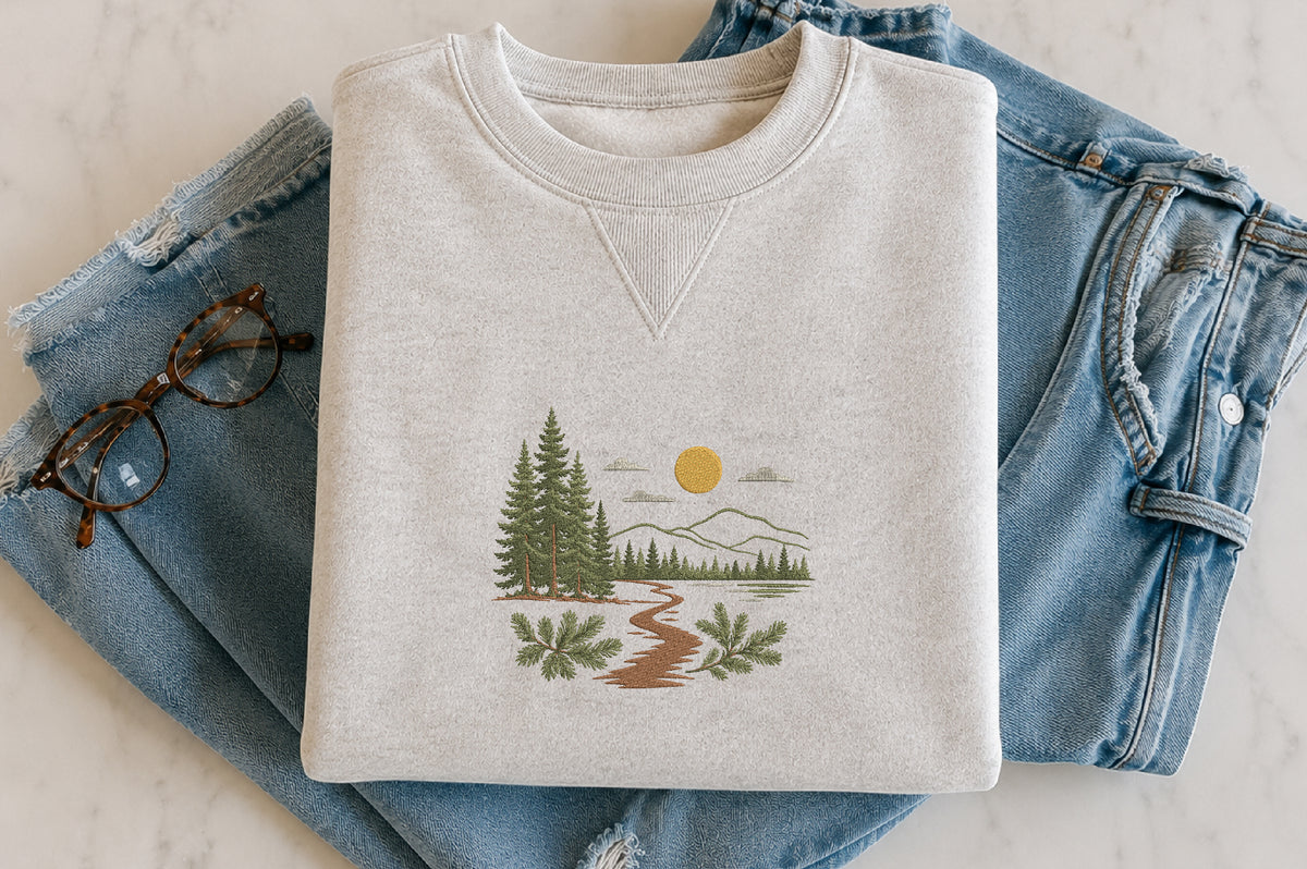 Forest Pine Trees Embroidery Design