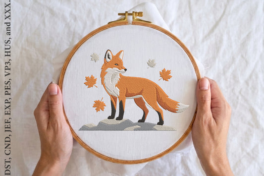 Fox Embroidery Design – Cute Fox Machine Embroidery Pattern, Woodland Animal Embroidery Design