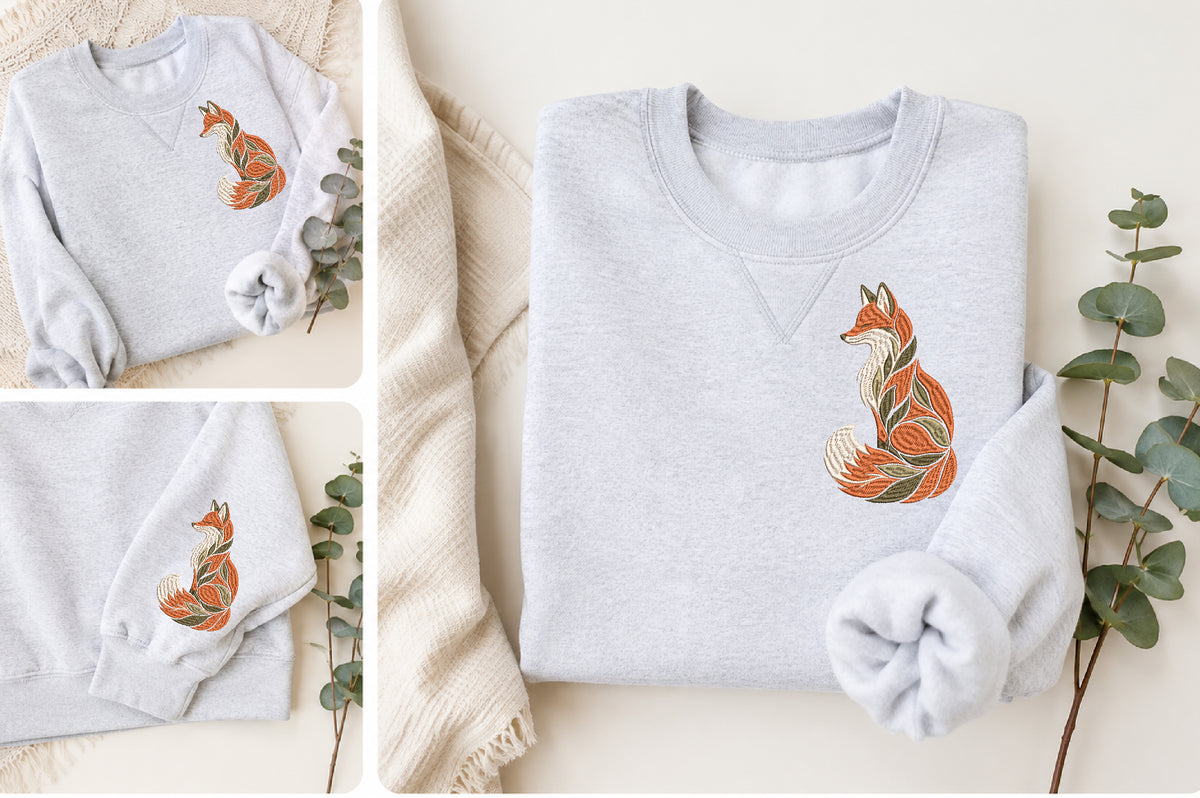 Vintage Fox Embroidery Design