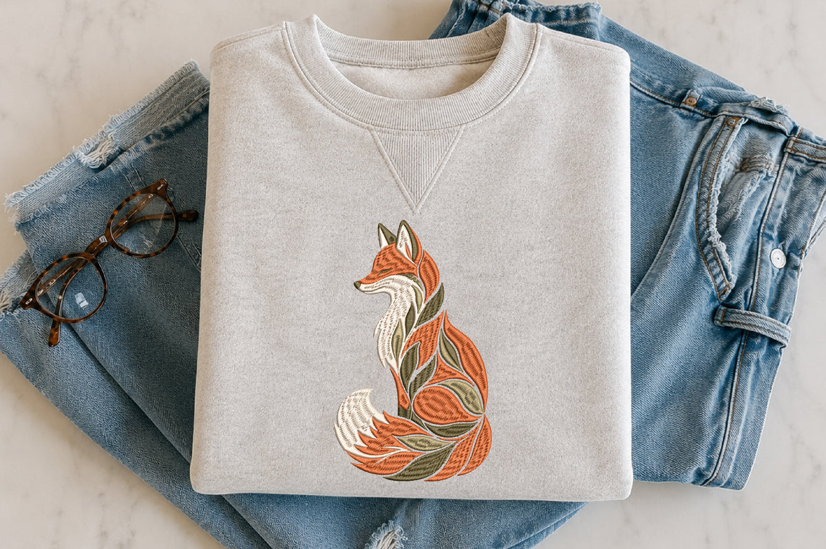 Vintage Fox Embroidery Design