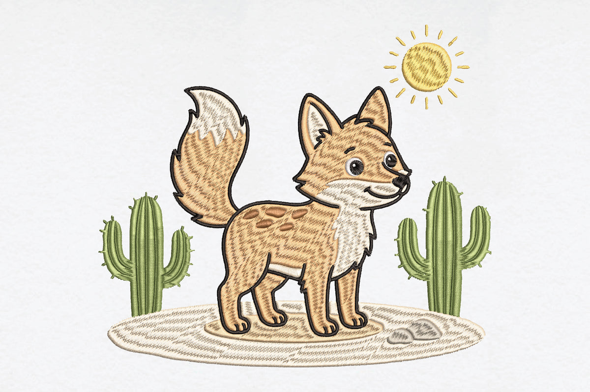 Cute Fox Desert Embroidery Design