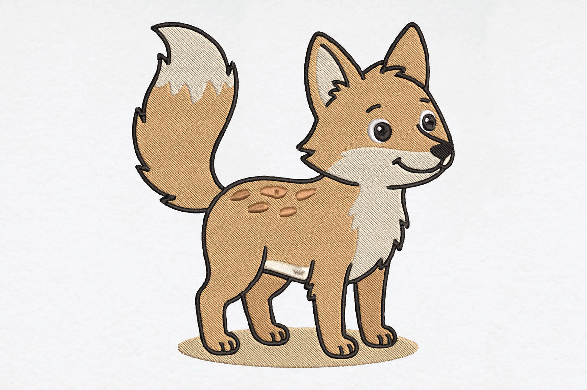 Cute Fox Embroidery Design