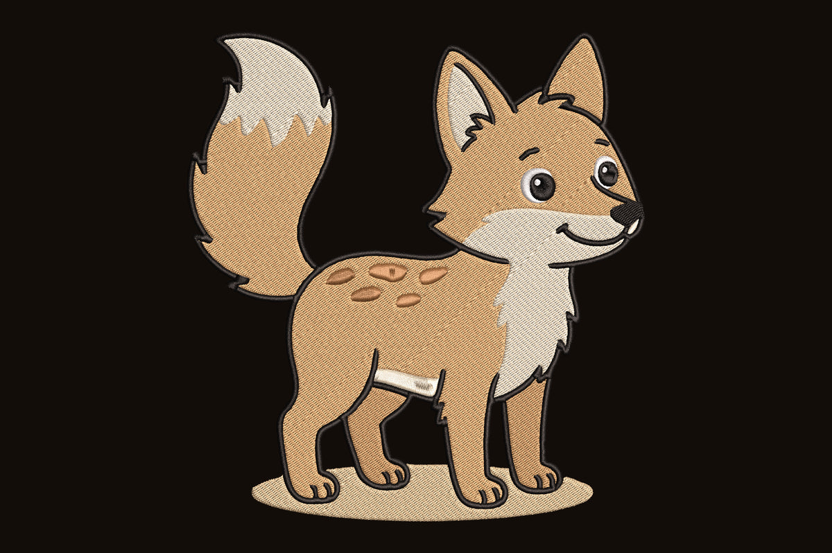 Cute Fox Embroidery Design