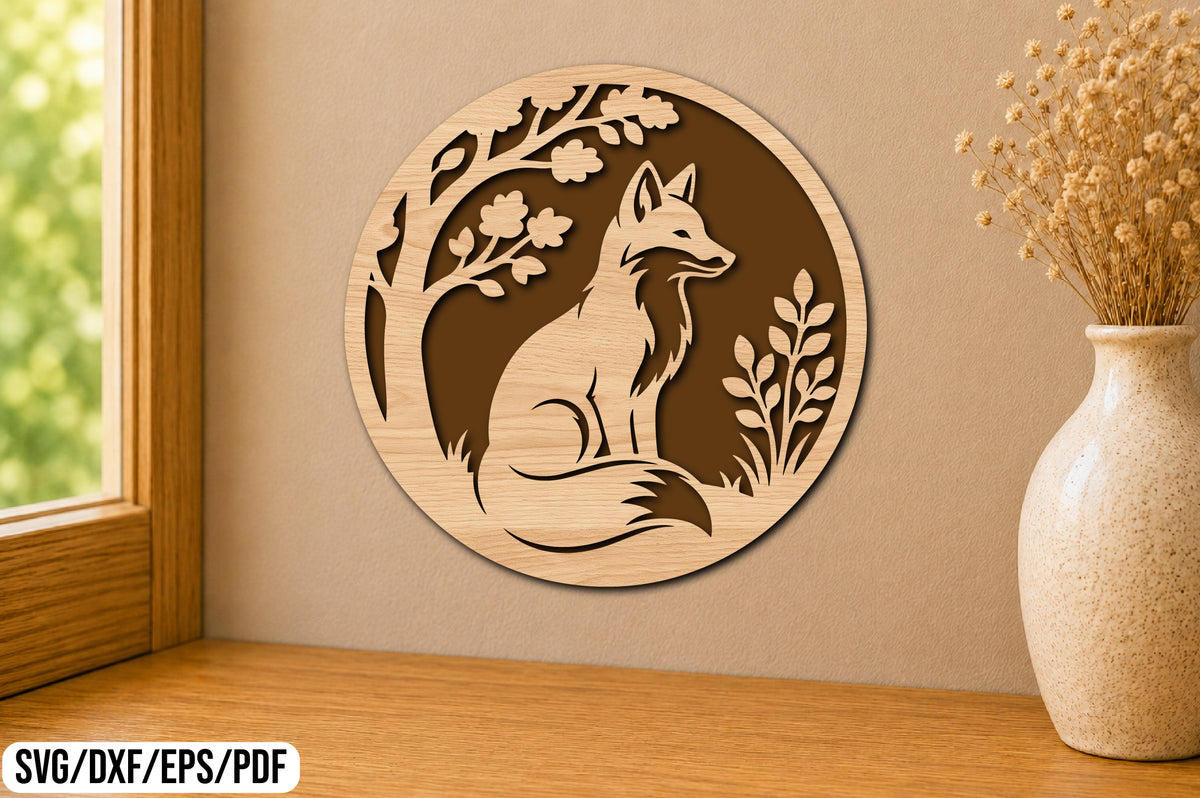 Fox Round Laser Cut SVG