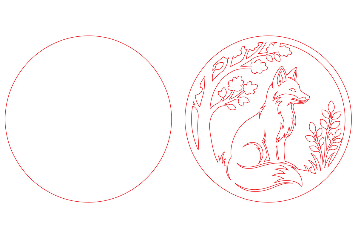 Fox Round Laser Cut SVG