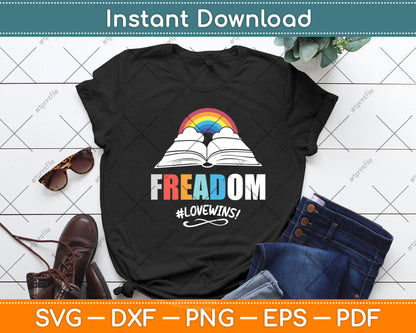 Freadom Lovewins! Rainbow Librarian Svg Digital Cutting File