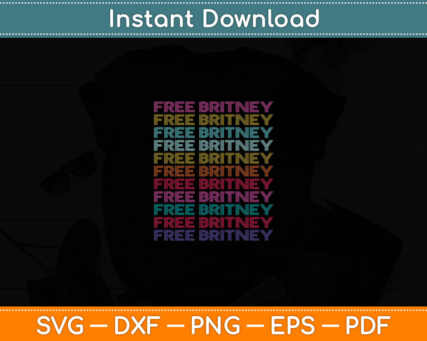 Free Britney Retro Rainbow Vintage Distressed Svg Digital Cutting File