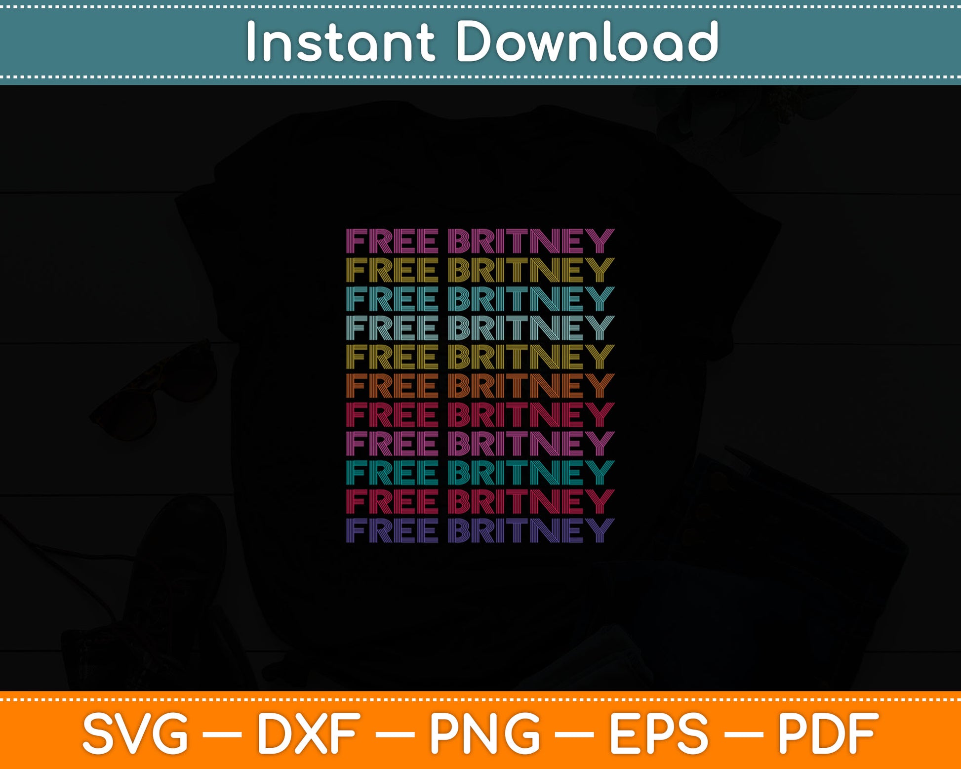 Free Britney Retro Rainbow Vintage Distressed Svg Digital Cutting File