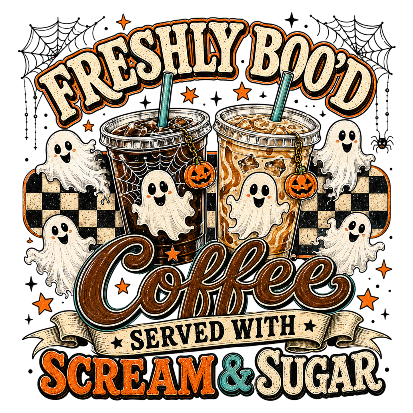Freshly Boo'd Coffee Halloween PNG | Spooky Ghost Coffee Fall Sublimation | Cute Halloween Coffee Shirt Design