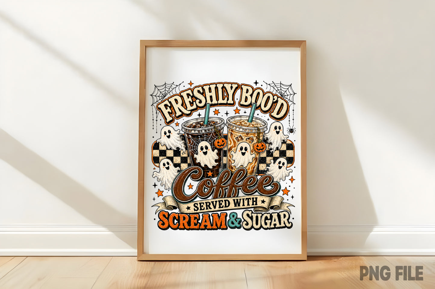 Freshly Boo'd Coffee Halloween PNG | Spooky Ghost Coffee Fall Sublimation | Cute Halloween Coffee Shirt Design