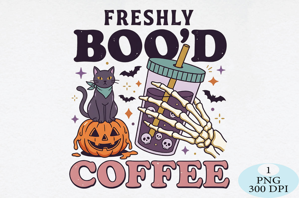 Freshly Boo’d Halloween Coffee PNG