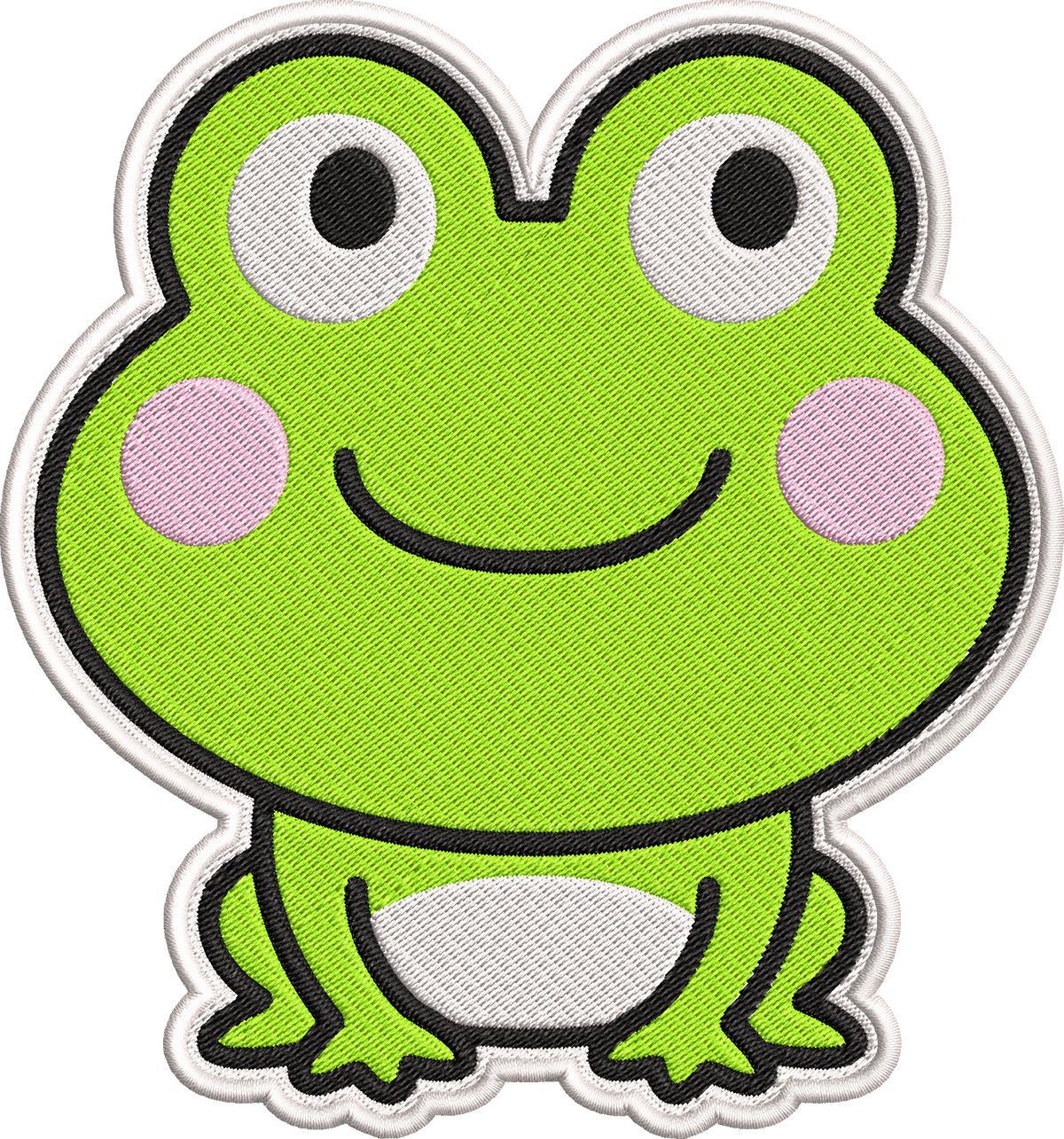 Cute Frog Patch Embroidery Design, Adorable Kawaii Frog Machine Embroidery Pattern, Cute Green Frog Embroidery