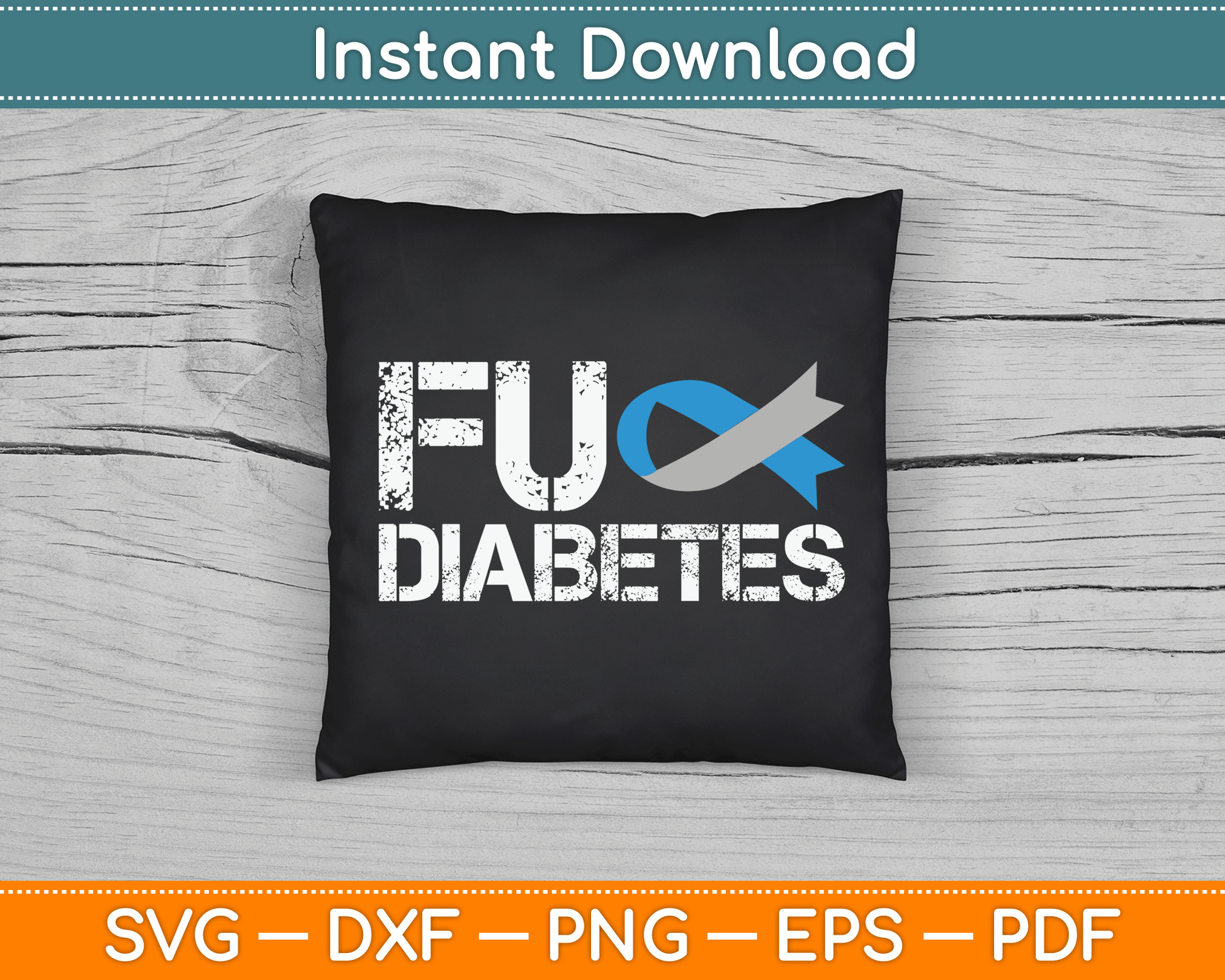 Fuck Diabetes Awareness Ribbon Type 1 One Two 2 T1D SVG Digital Cutting File