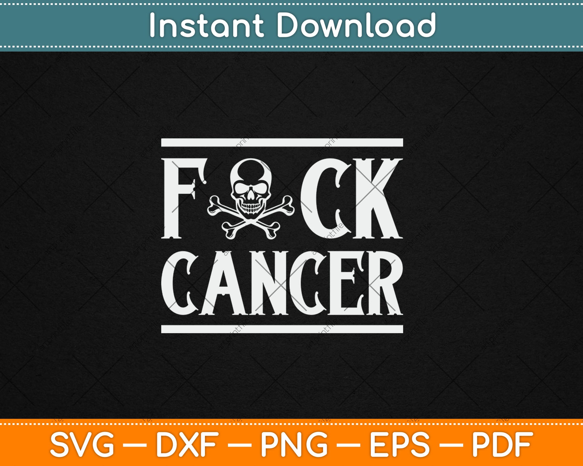 Fuck Cancer Skull and Crossbones Skeleton Breast Cancer Svg Digital Cutting File